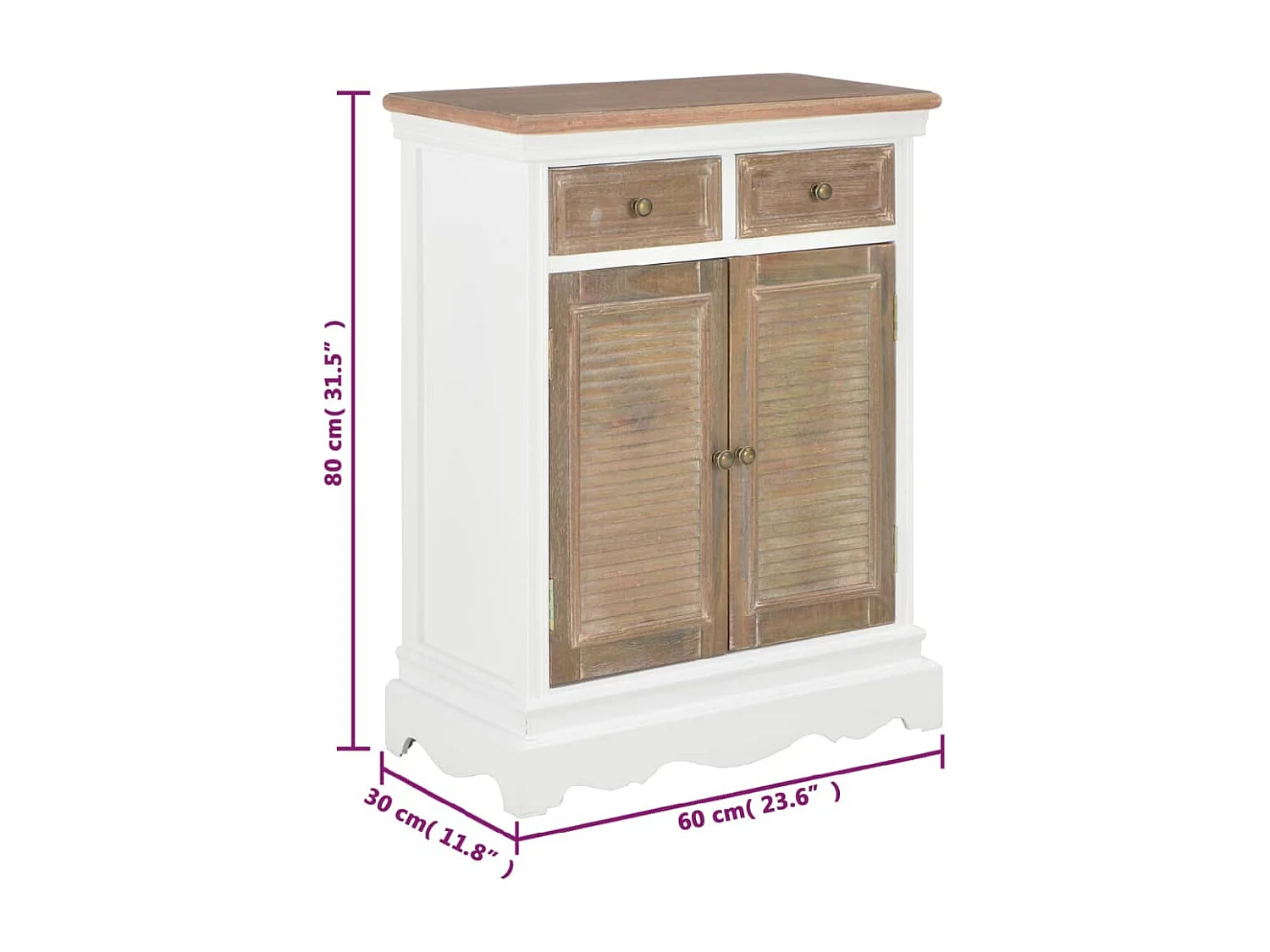 Buffet Blanc 60x30x80 cm Bois massif