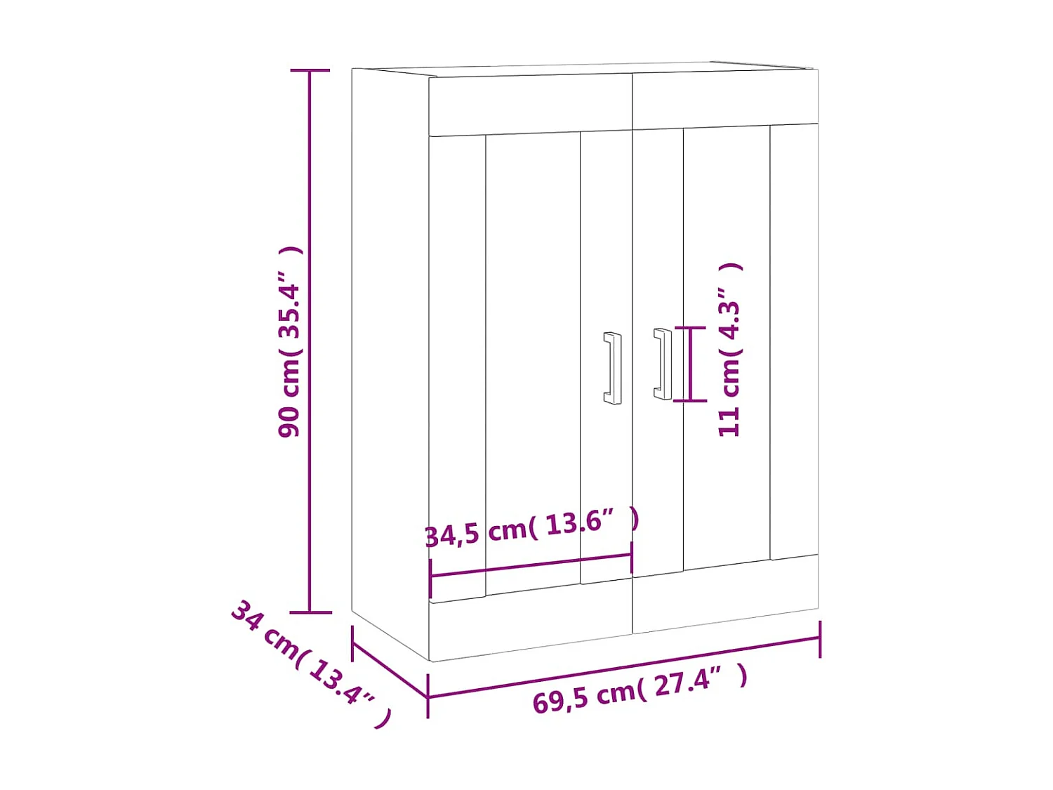 Armoire murale sonoma gris 69,5x34x90 cm