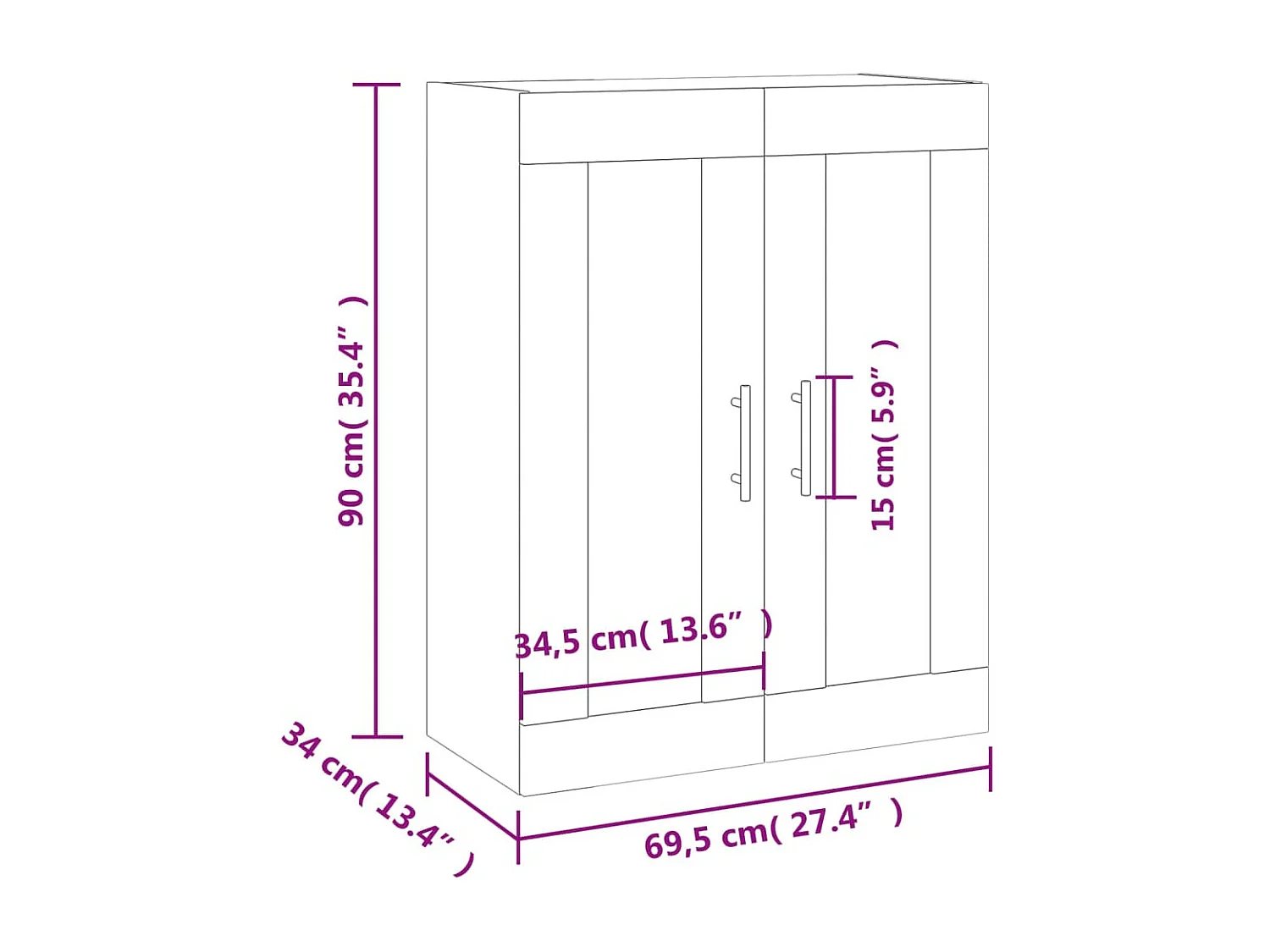 Hangkast 69,5x34x90 cm gerookt eikenkleurig
