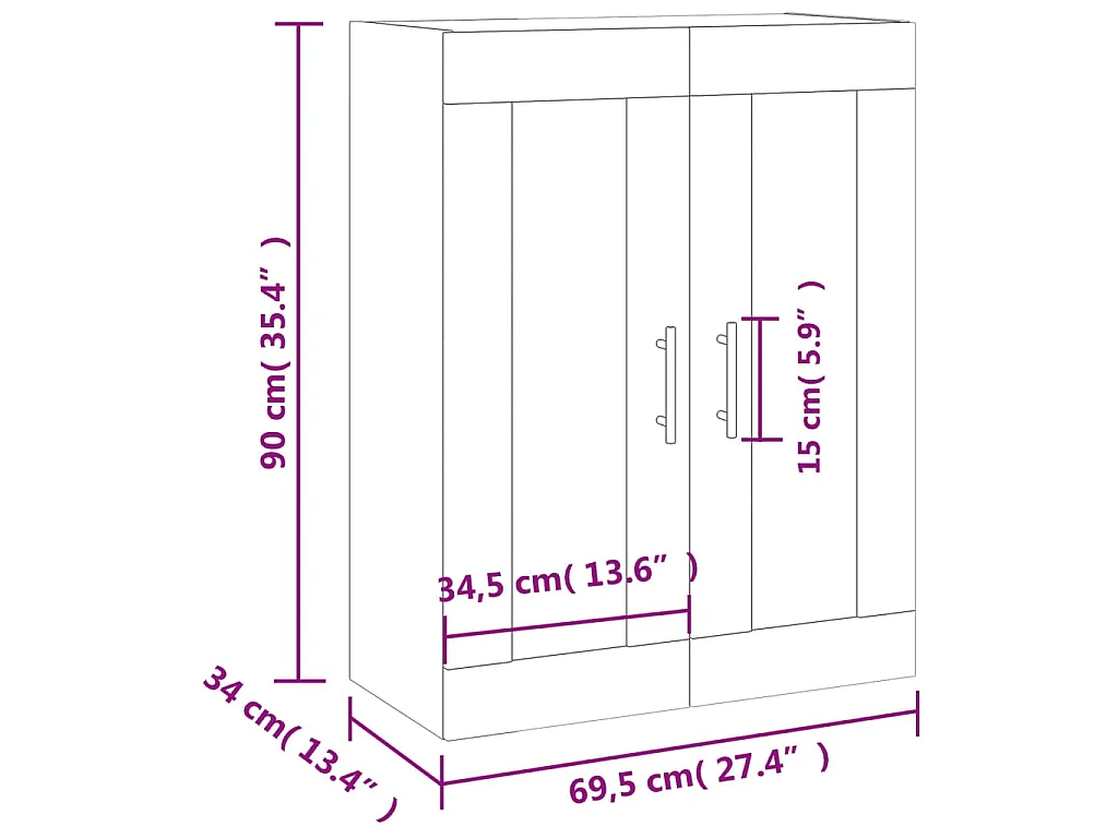 Mobile a Parete Rovere Fumo 69,5x34x90 cm