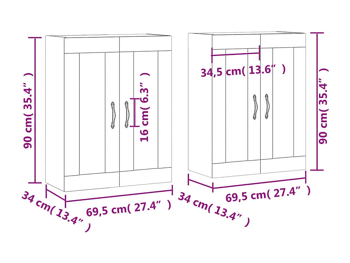 Armoires murales 2 pcs gris béton bois d'ingénierie