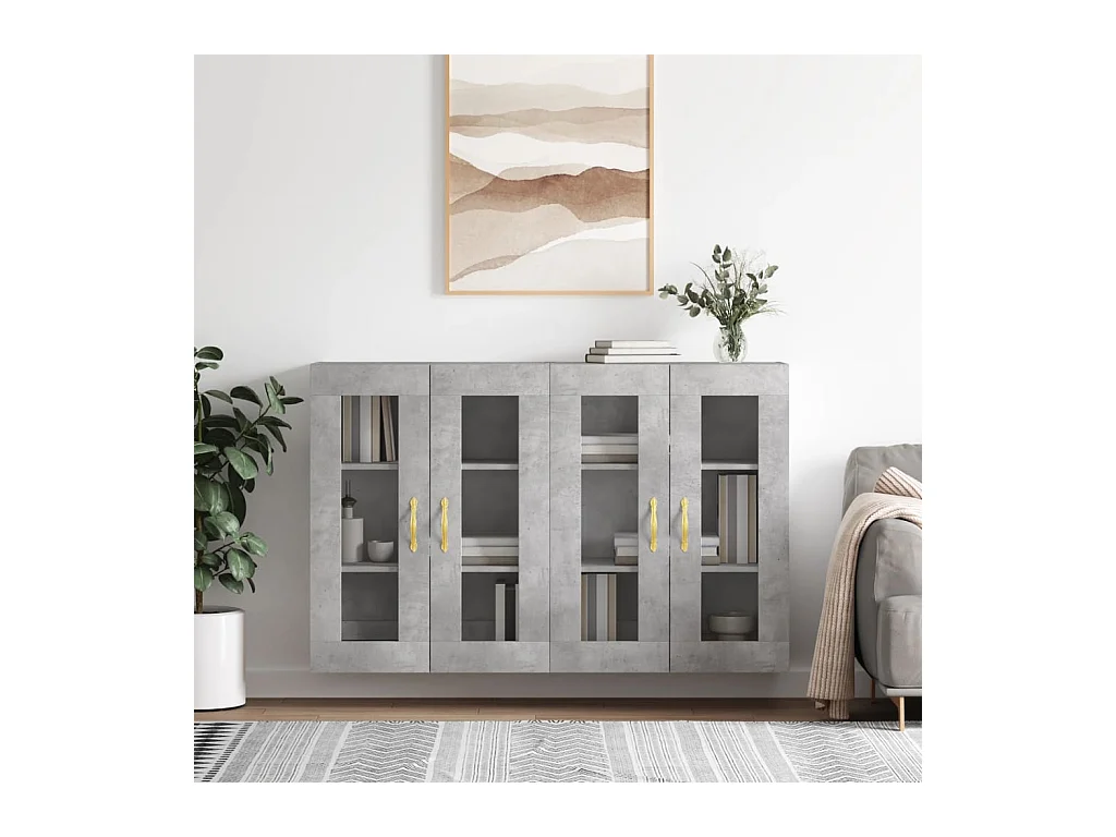 Wandschränke 2 Stk. Betongrau Holzwerkstoff