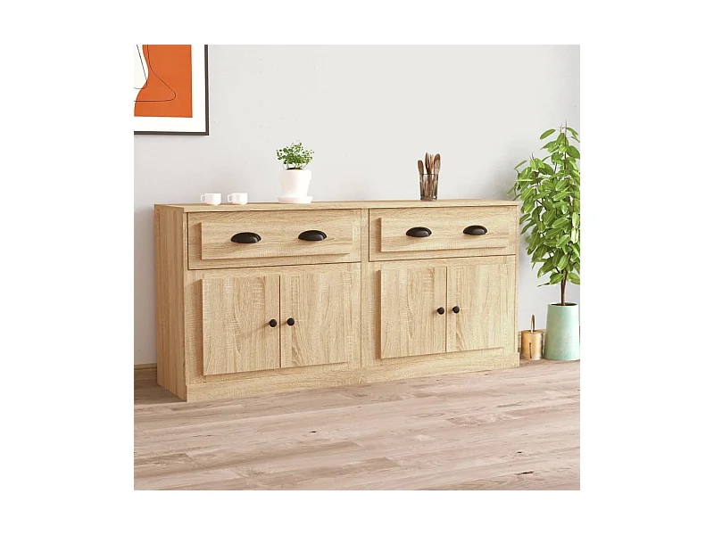Buffets 2 pcs chêne sonoma bois d'ingénierie