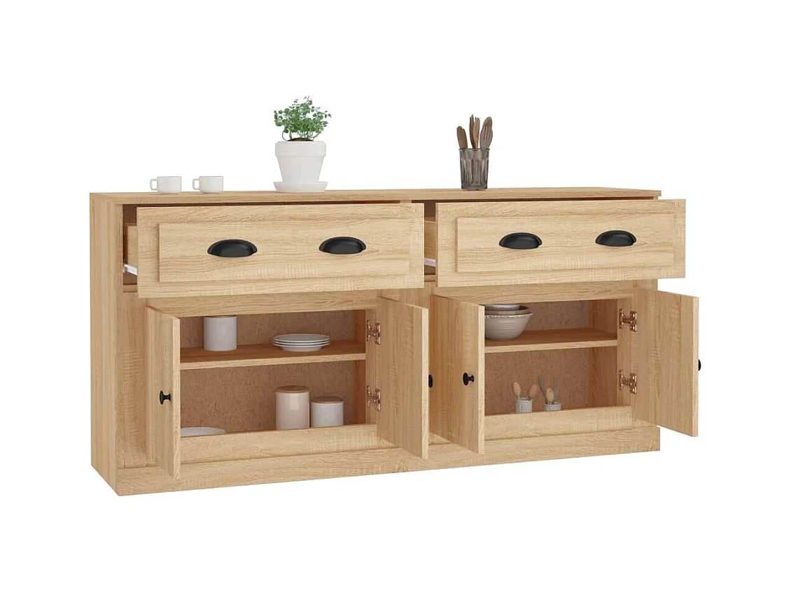 Buffets 2 pcs chêne sonoma bois d'ingénierie