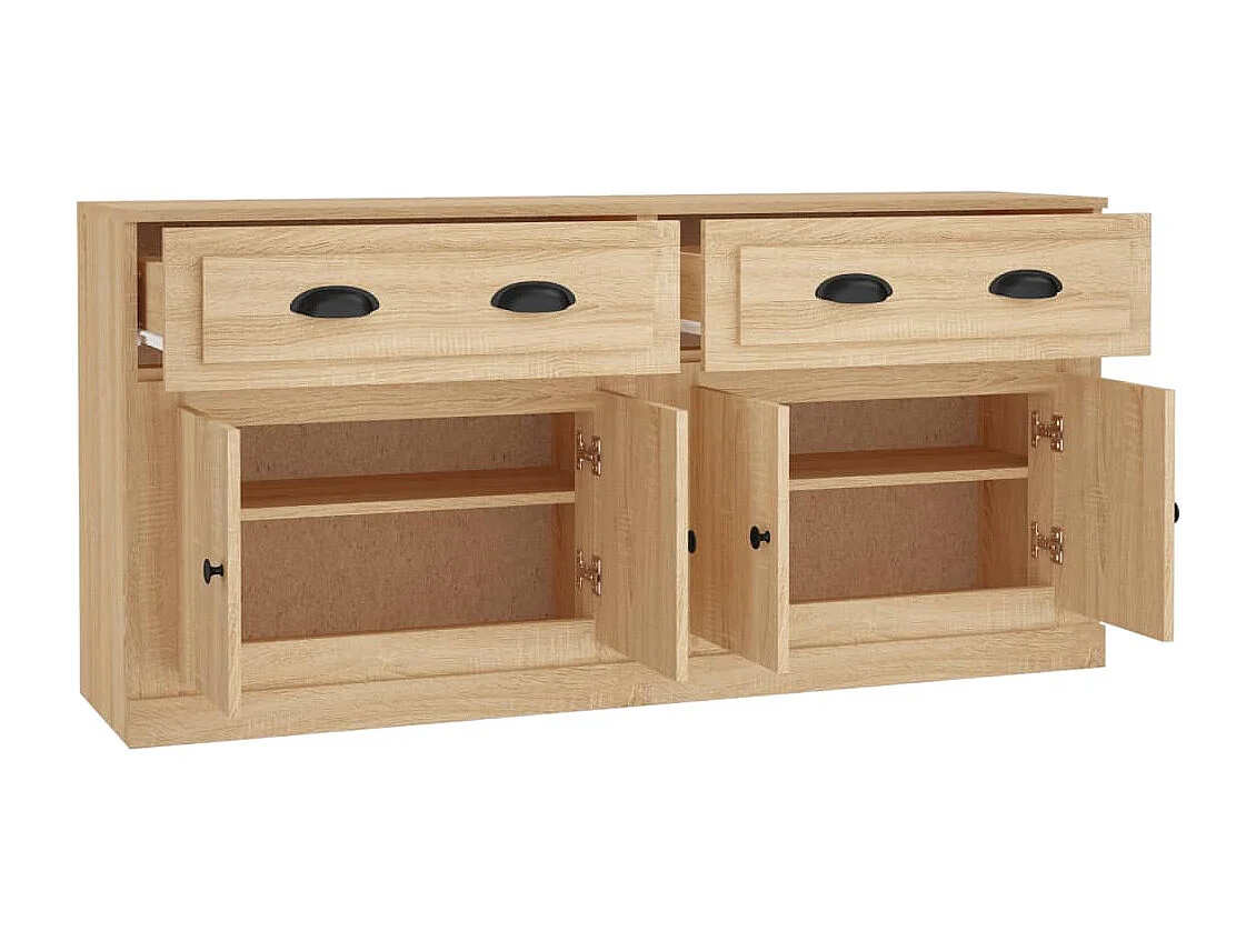 Dressoirs 2 st bewerkt hout sonoma eikenkleurig