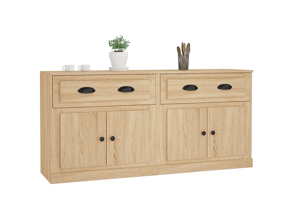 Dressoirs 2 st bewerkt hout sonoma eikenkleurig