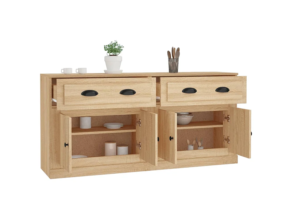 Dressoirs 2 st bewerkt hout sonoma eikenkleurig