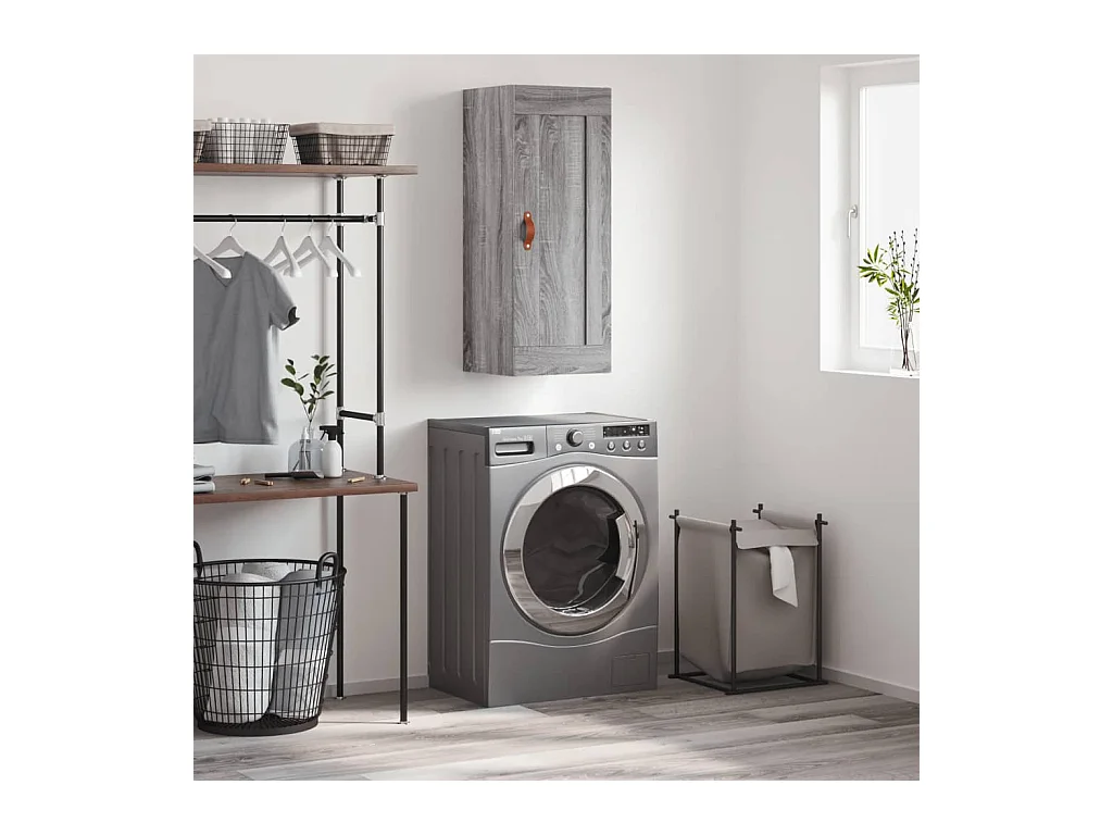 Armoire murale sonoma gris 34,5x34x90 cm bois d'ingénierie