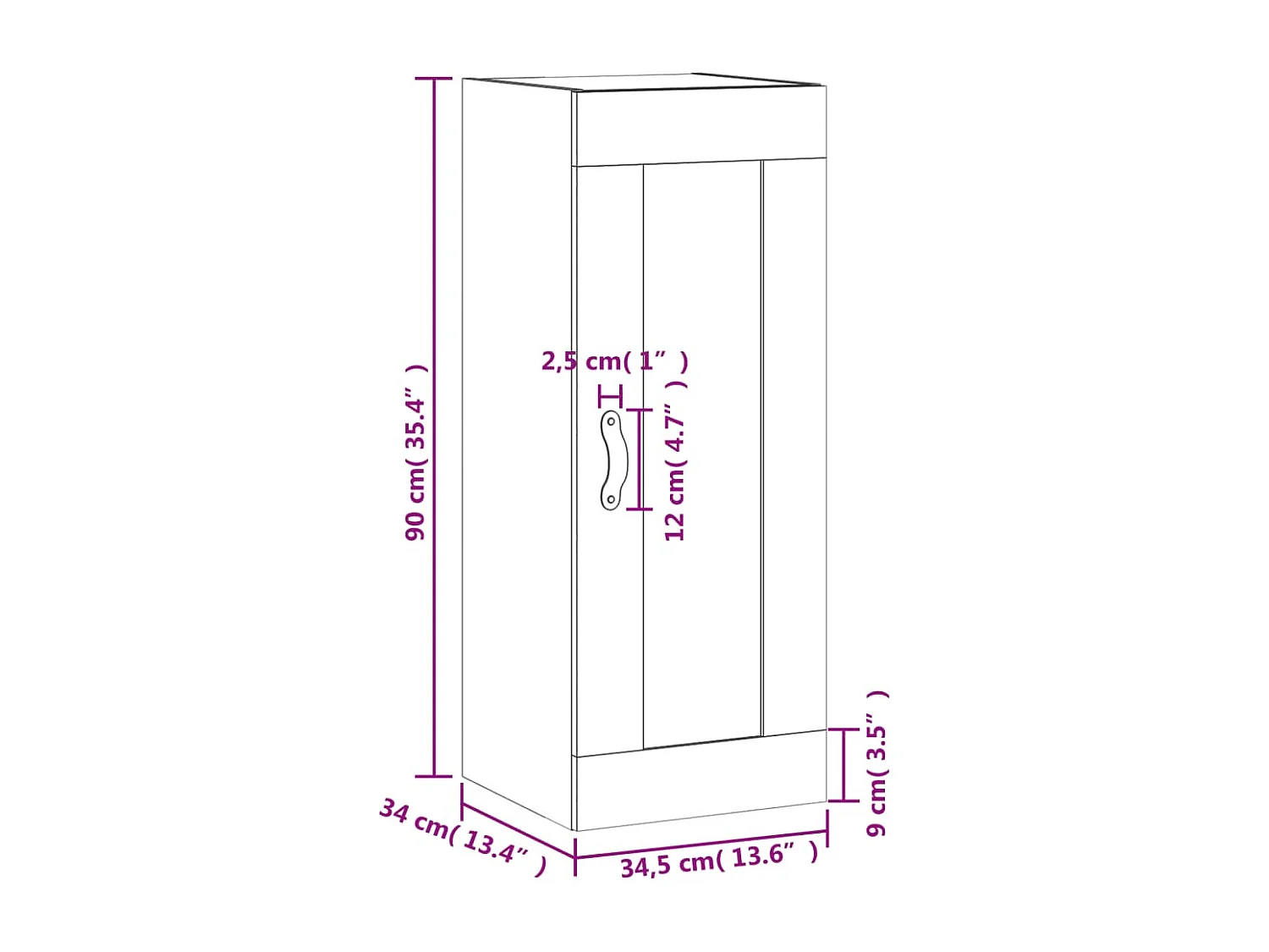 Armoire murale sonoma gris 34,5x34x90 cm bois d'ingénierie