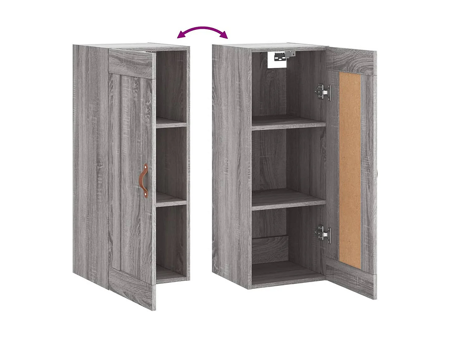 Wandkast 34,5x34x90 cm bewerkt hout grijs sonoma eikenkleurig