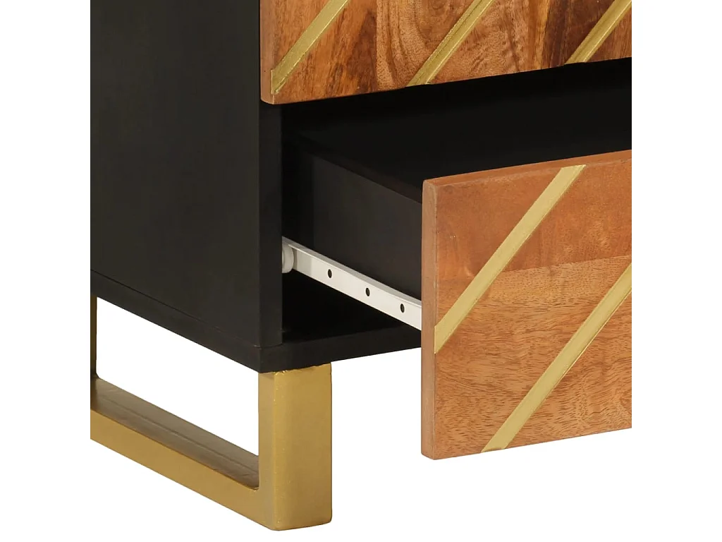 Buffet marron et noir 60x33,5x100 cm bois massif de manguier