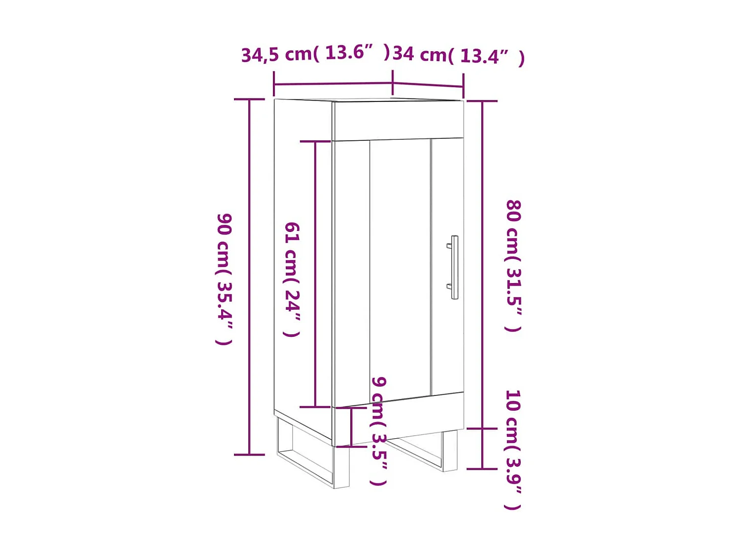 Buffet Chêne fumé 34,5x34x90 cm Bois d'ingénierie