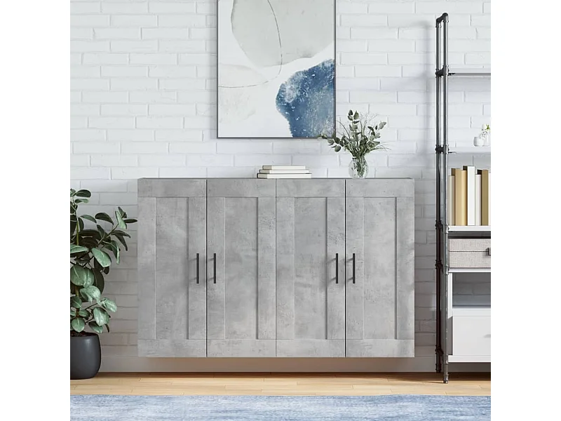 Hangkasten 2 st bewerkt hout betongrijs