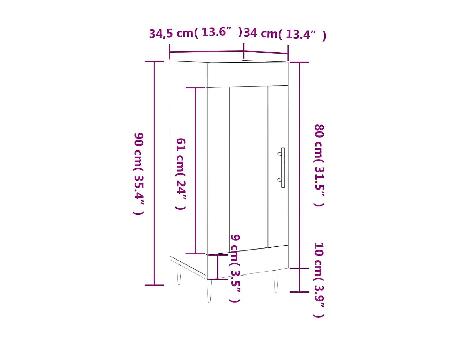 Buffet Chêne fumé 34,5x34x90 cm Bois d'ingénierie