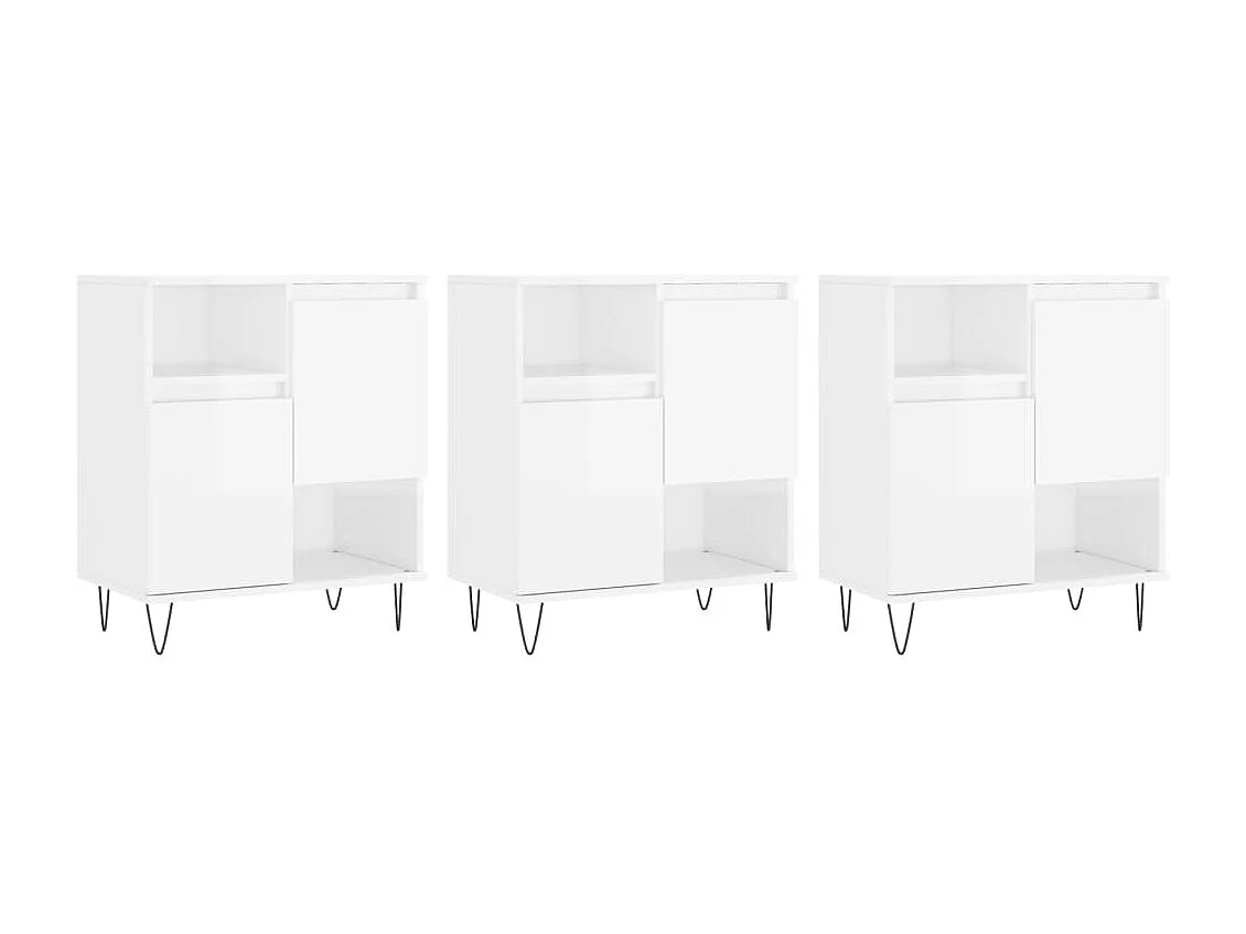 Aparadores 3 pcs derivados de madeira branco brilhante