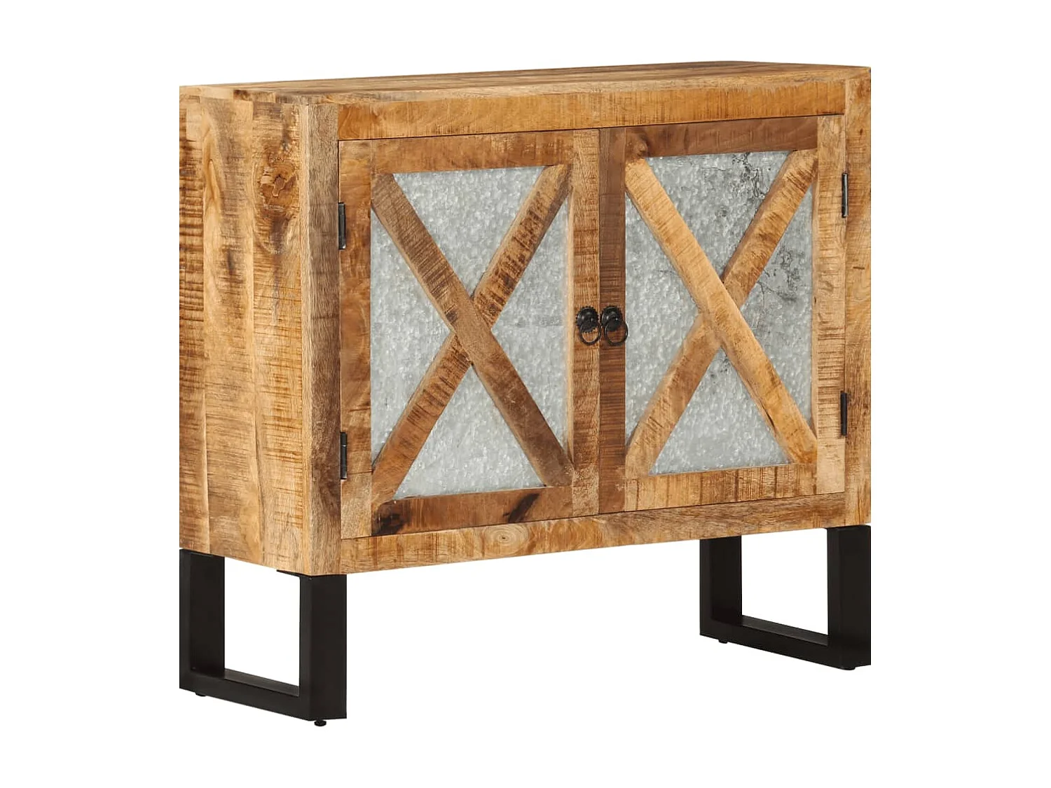 Sideboard 80x30x71 cm Massives Raues Mangoholz und Metall