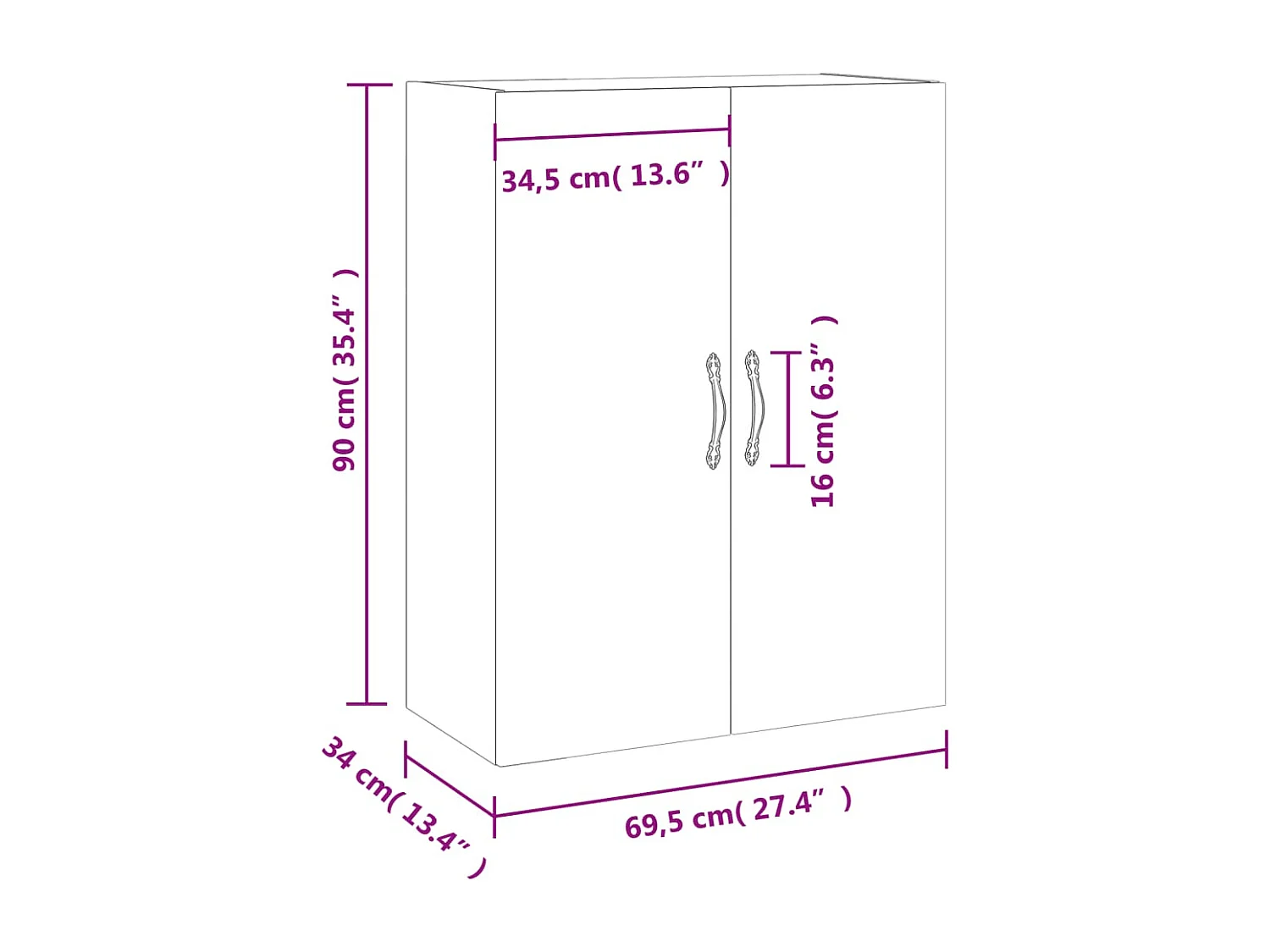 Armoire murale chêne fumé 69,5x34x90 cm