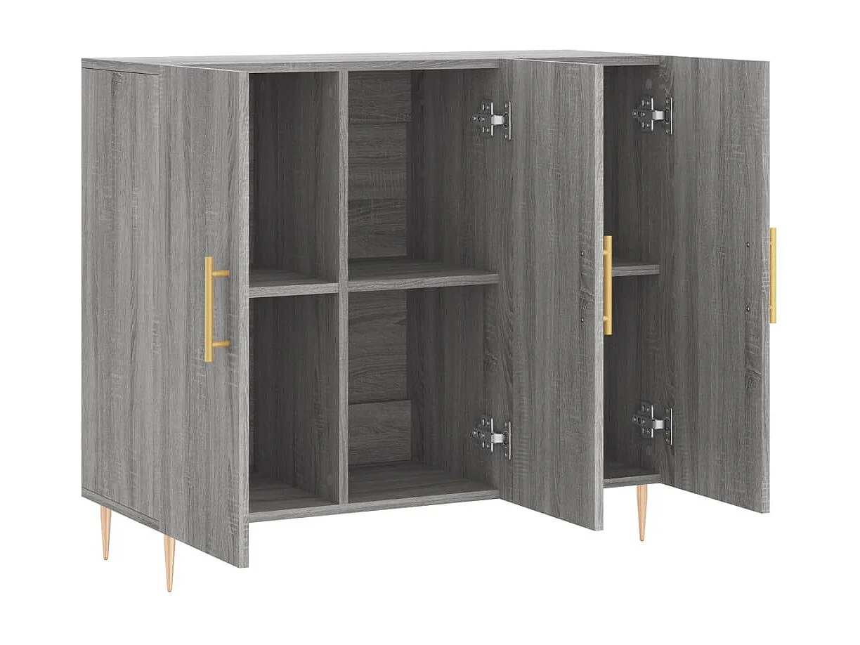 Dressoir 90x34x80 cm bewerkt hout grijs sonoma eikenkleurig
