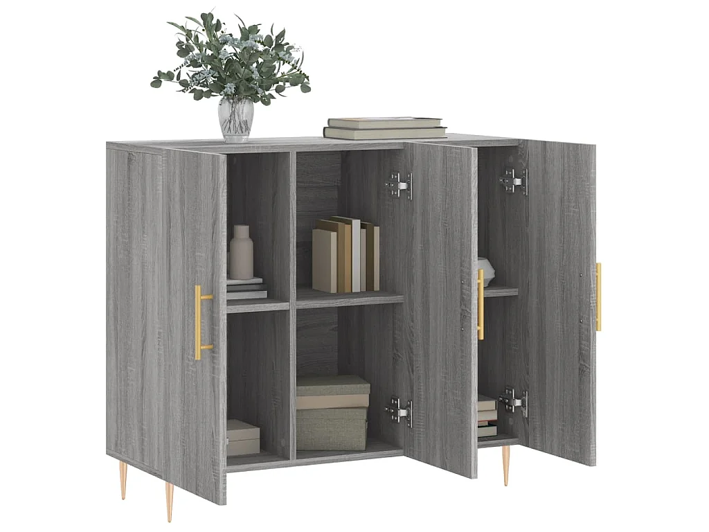 Credenza Grigio Sonoma 90x34x80 cm in Legno Multistrato