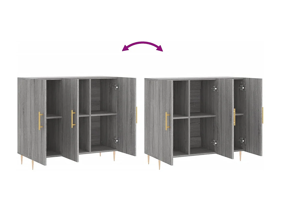 Credenza Grigio Sonoma 90x34x80 cm in Legno Multistrato