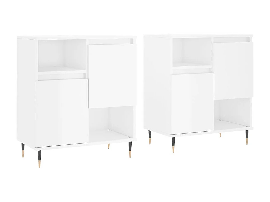 Credenze 2 pz Bianco Lucido in Legno Multistrato