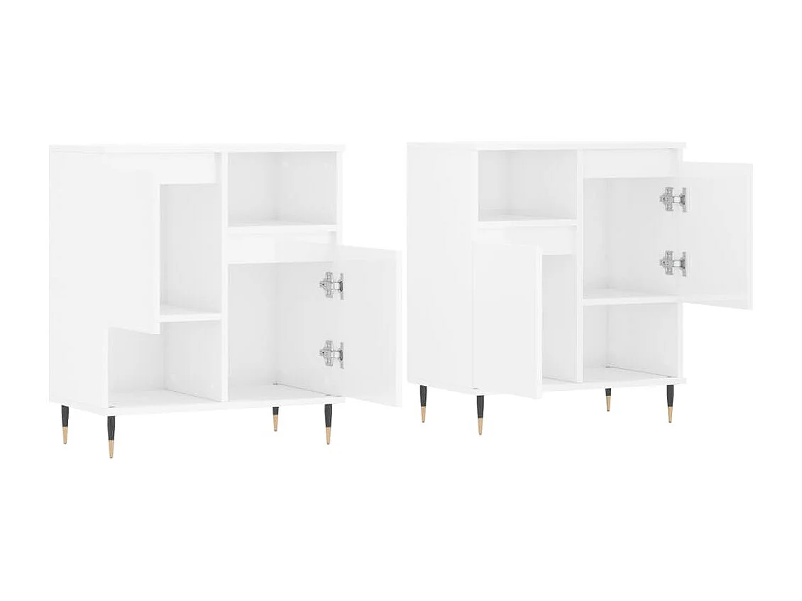 Credenze 2 pz Bianco Lucido in Legno Multistrato