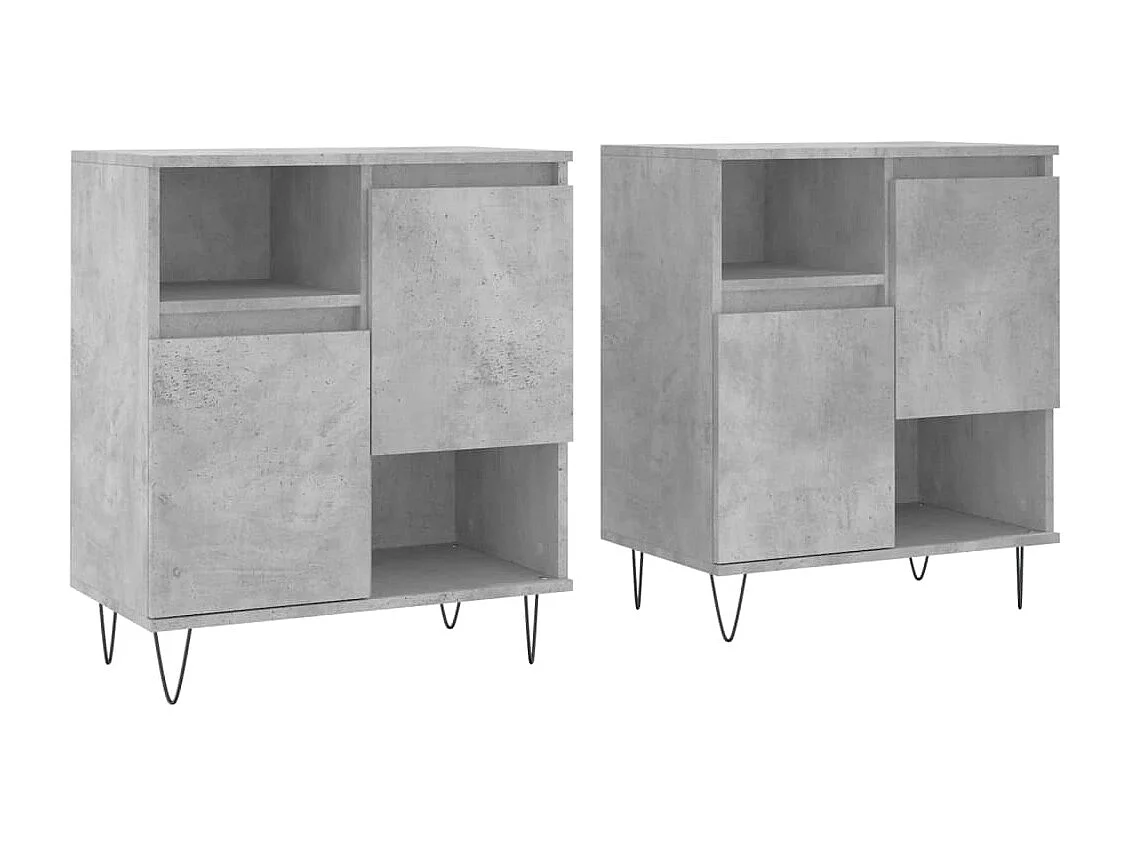Buffets 2 pcs gris béton bois d'ingénierie