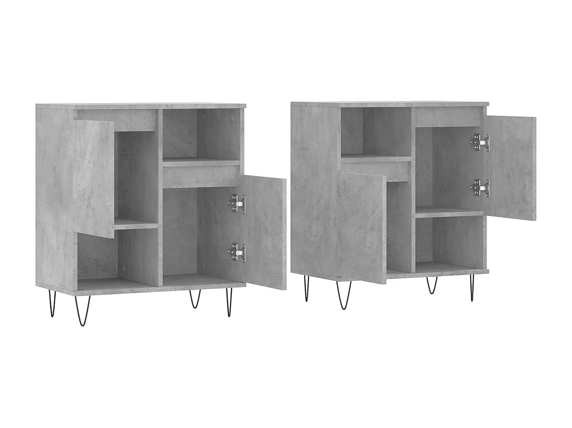Buffets 2 pcs gris béton bois d'ingénierie