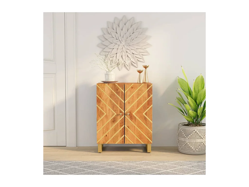 Armoire latérale marron et noir 60x33,5x75 cm bois de manguier