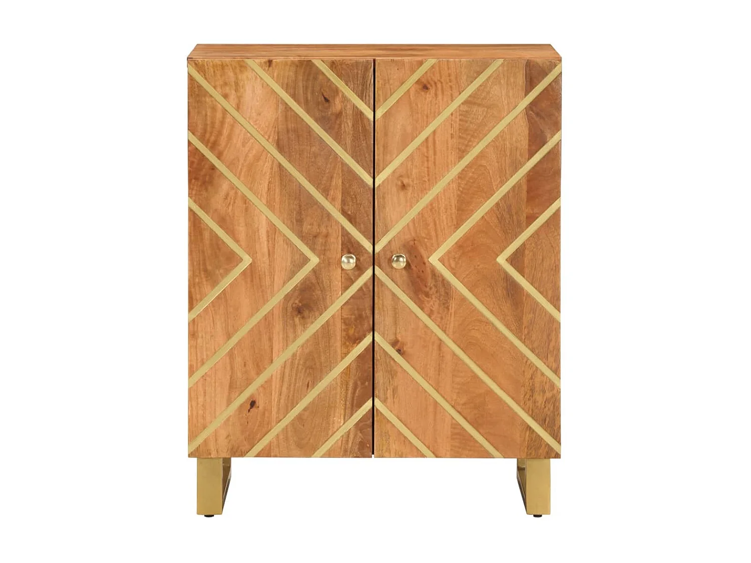 Armoire latérale marron et noir 60x33,5x75 cm bois de manguier