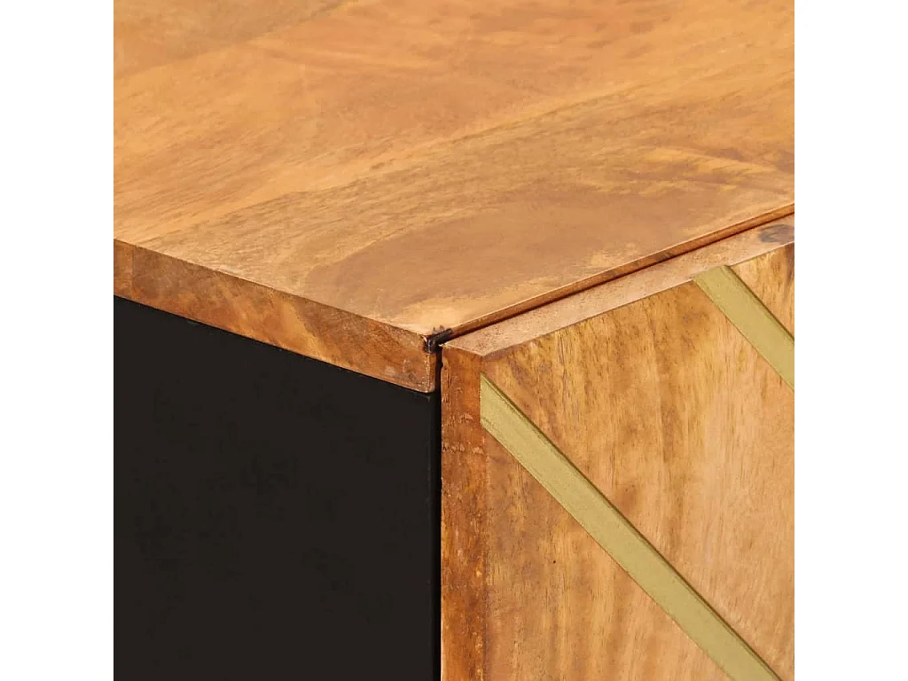 Armoire latérale marron et noir 60x33,5x75 cm bois de manguier