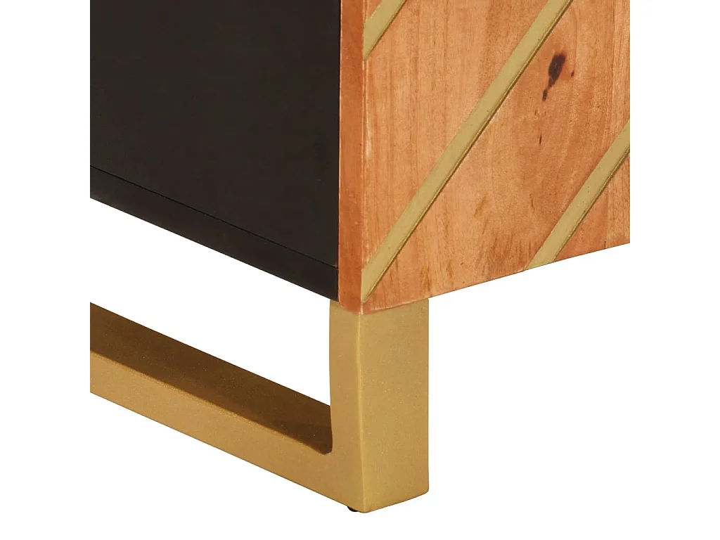 Armoire latérale marron et noir 60x33,5x75 cm bois de manguier