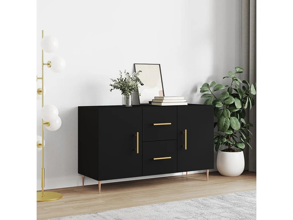 Buffet noir 100x36x60 cm bois d'ingénierie