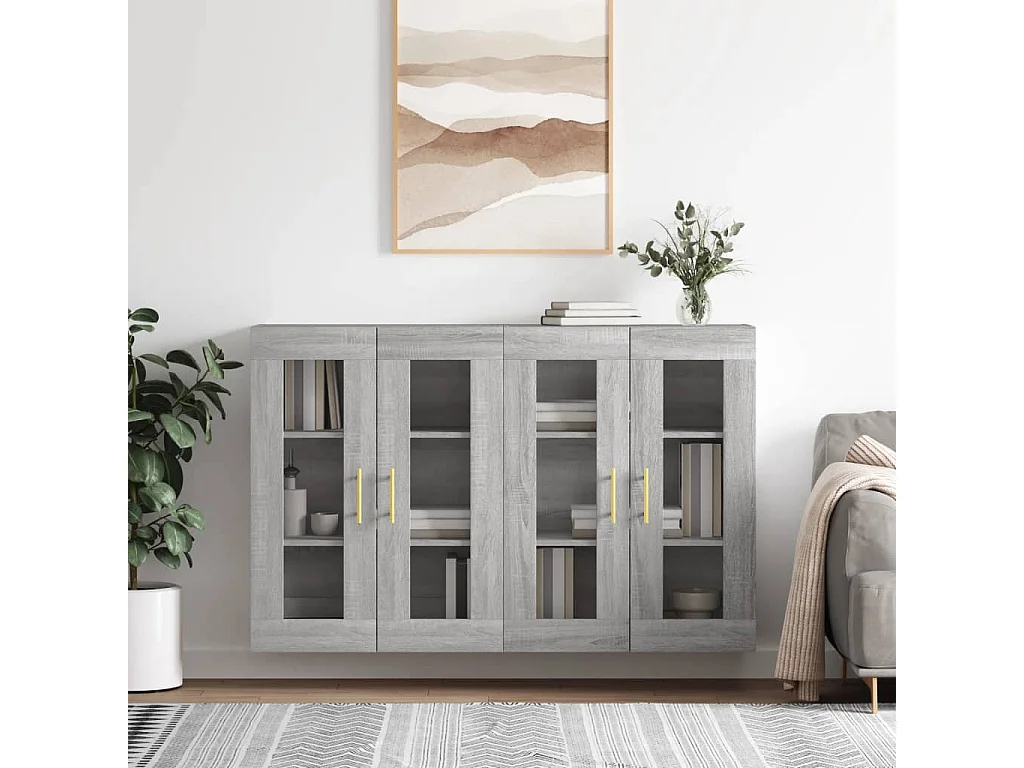 Armadietti a Parete 2 pz Grigio Sonoma in Legno Multistrato