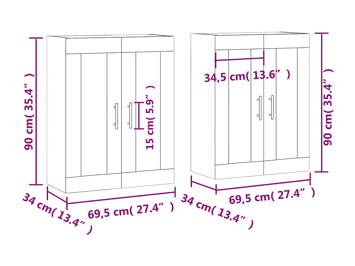 Armadietti a Parete 2 pz Grigio Sonoma in Legno Multistrato
