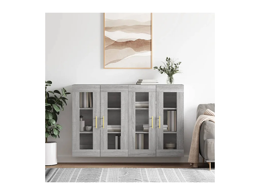 Armoires murales 2 pcs sonoma gris bois d'ingénierie