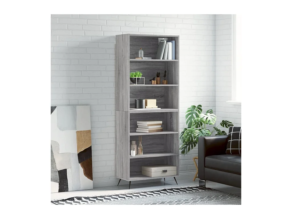 Aparador alto madera de ingeniería gris Sonoma 69,5x32,5x180 cm