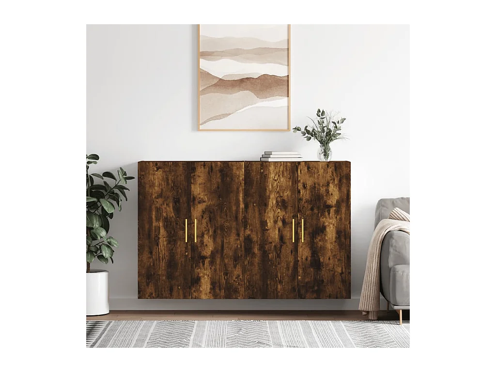 Armoires murales 2 pcs chêne fumé 69,5x34x90 cm