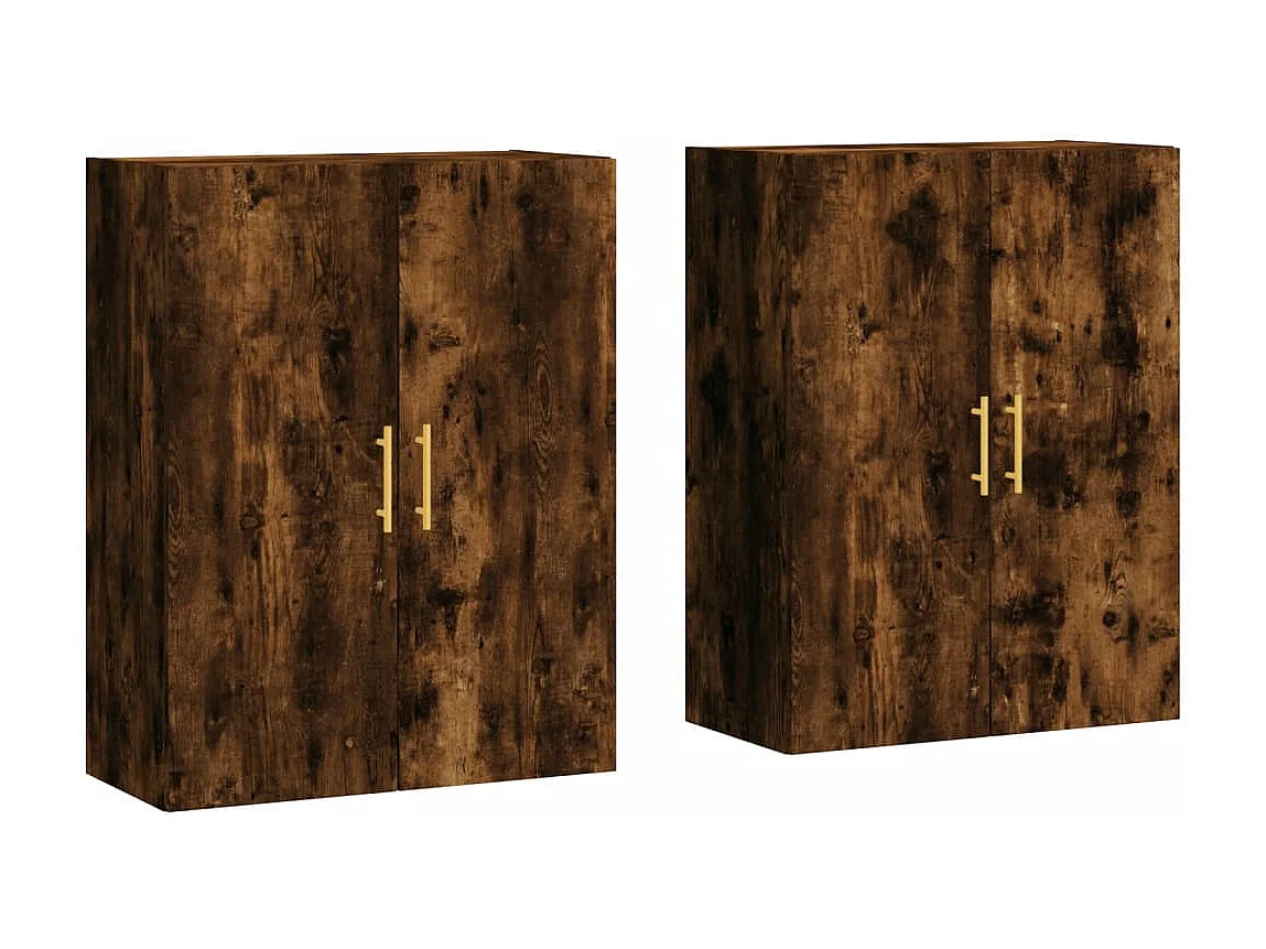Hangkasten 2 st 69,5x34x90 cm gerookt eikenkleurig