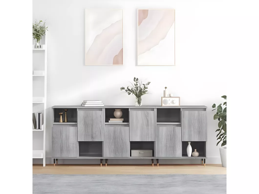 Kauf Unique Sideboards 3 Stk. Grau Sonoma Holzwerkstoff