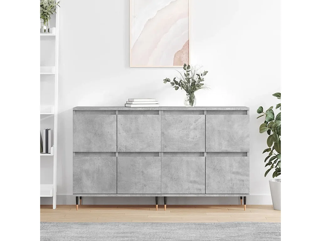 Sideboards 2 Stk. Betongrau Holzwerkstoff
