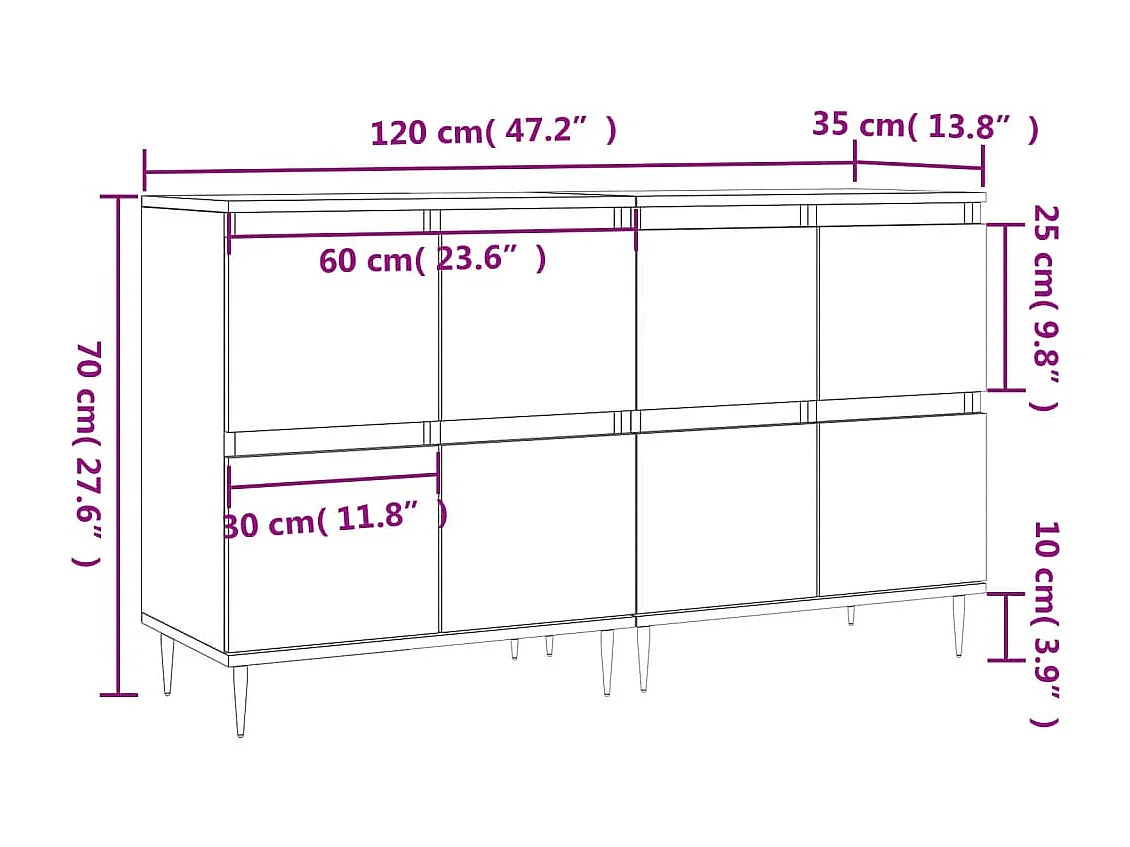 Sideboards 2 Stk. Betongrau Holzwerkstoff