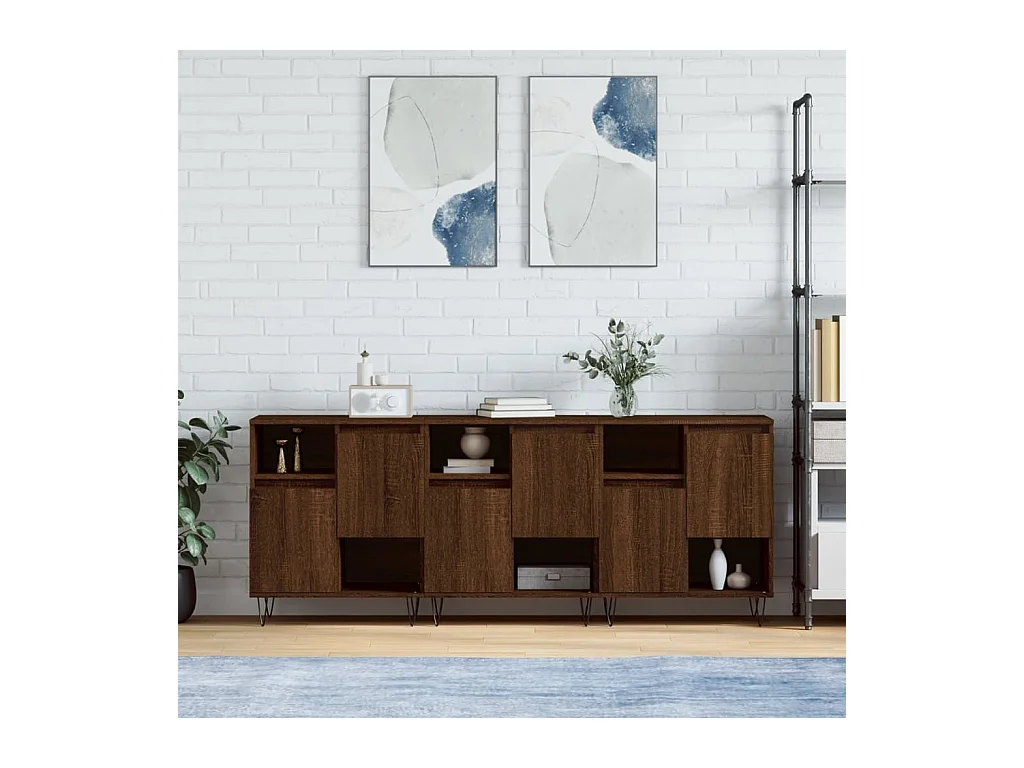 Dressoirs 3 st bewerkt hout bruin eikenkleur