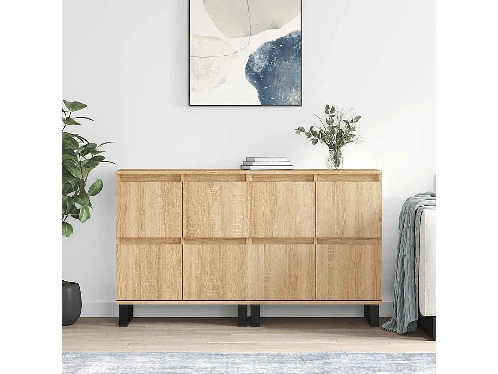 Dressoirs 2 st bewerkt hout sonoma eikenkleurig