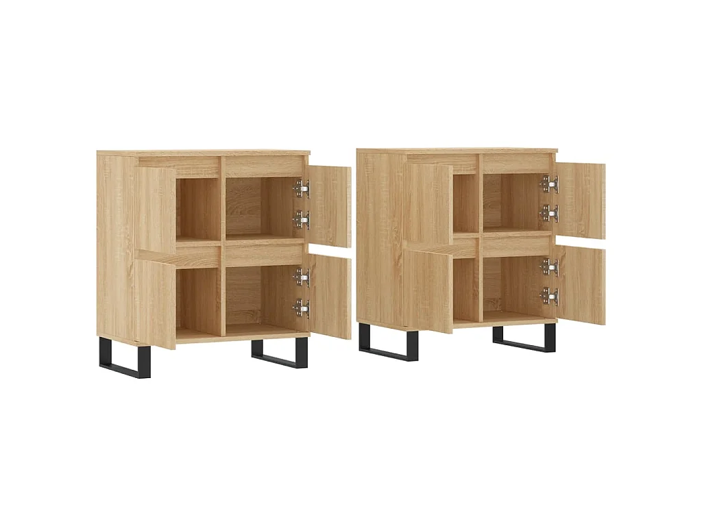 Dressoirs 2 st bewerkt hout sonoma eikenkleurig