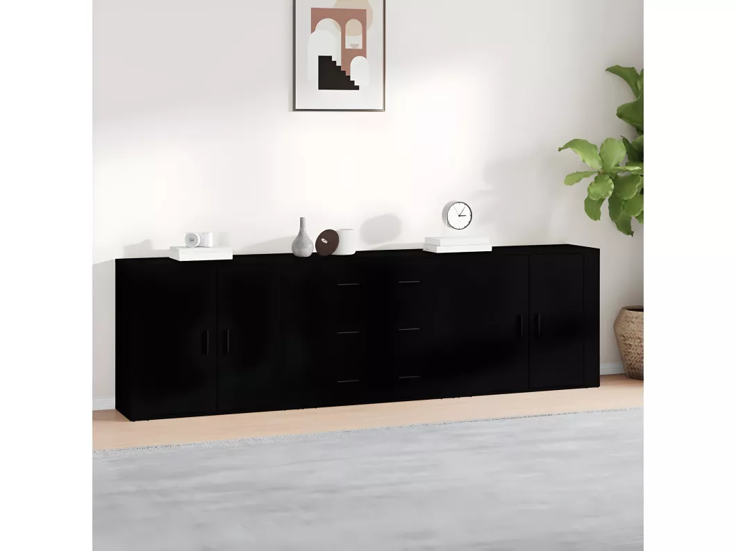 Kauf Unique Sideboards 3 Stk. Schwarz Holzwerkstoff