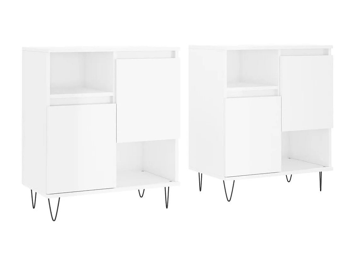 Aparadores 2 pcs derivados de madeira branco brilhante