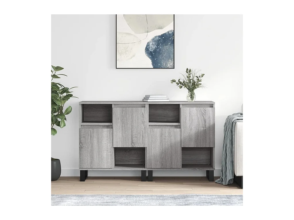 Credenze 2 pz Grigio Sonoma in Legno Multistrato