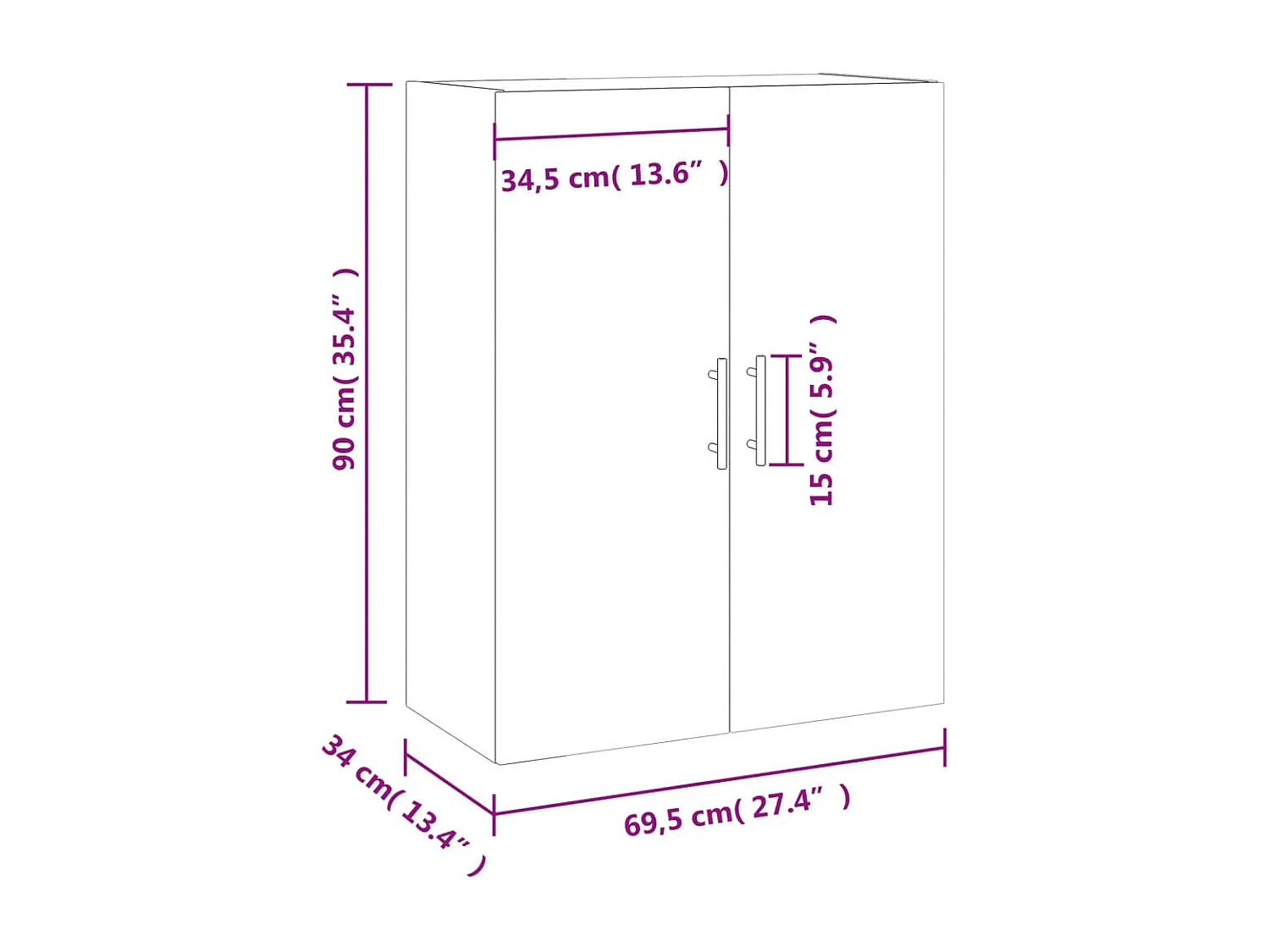 Wandschrank Grau Sonoma 69,5x34x90 cm