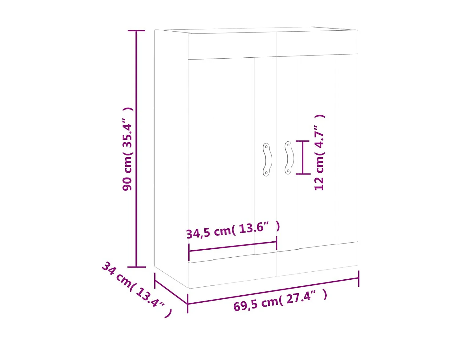 Armoire murale sonoma gris 69,5x34x90 cm